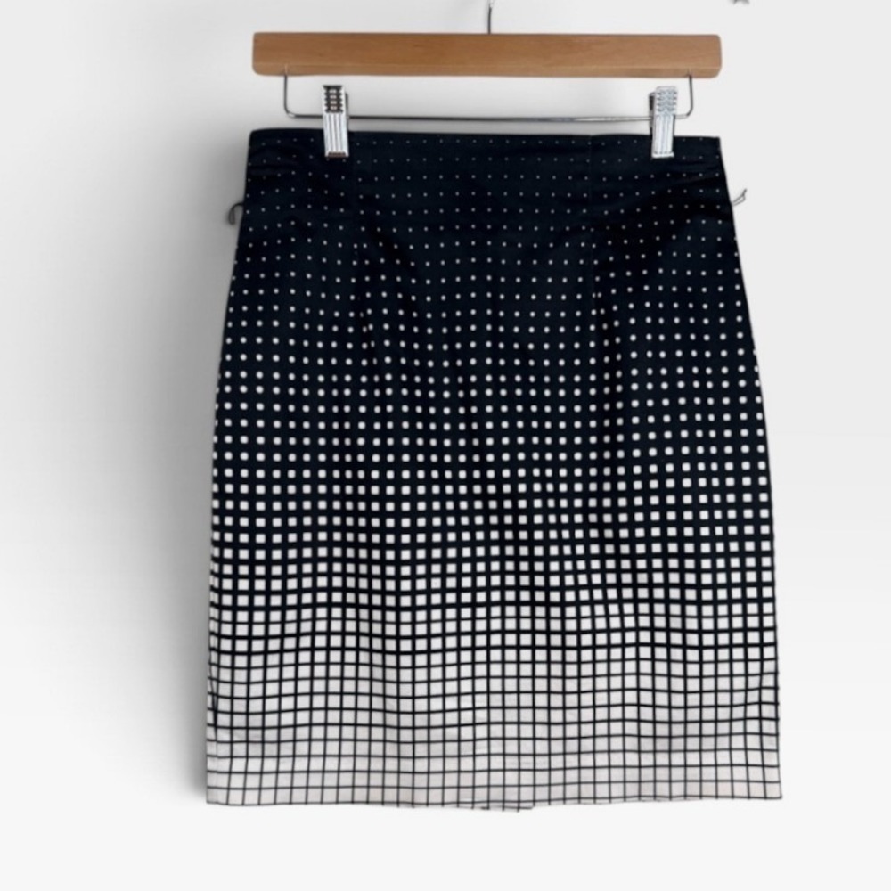 Worthington Womens Black and White Ombre Grid Print Pencil Skirt size 6P